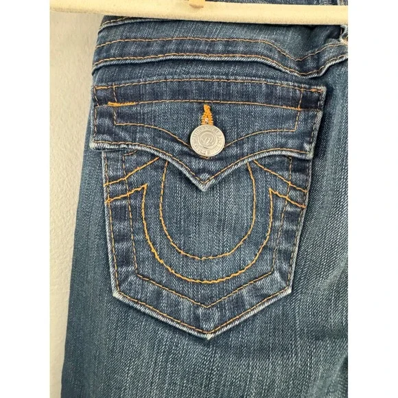 True Religion Becky Bootcut Jeans Petite Dark Wash Denim USA Made Size 26 - Picture 6 of 14